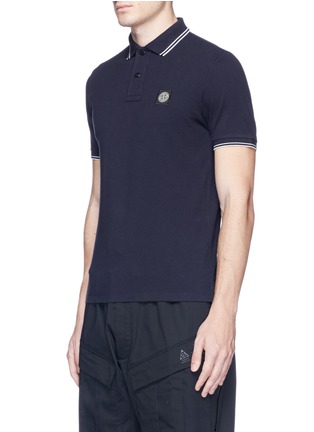 Front View - Click To Enlarge - STONE ISLAND - Logo patch polo shirt
