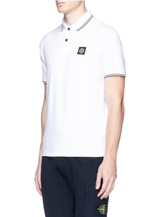 Front View - Click To Enlarge - STONE ISLAND - Logo patch polo shirt