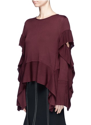Front View - Click To Enlarge - ADEAM - Ruffle drape sweater