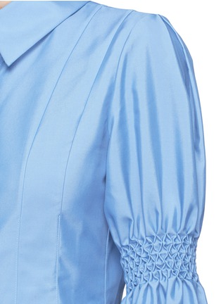 Detail View - Click To Enlarge - ADEAM - Smocked effect sleeve pleated shirting dress
