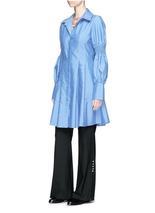 Figure View - Click To Enlarge - ADEAM - Smocked effect sleeve pleated shirting dress