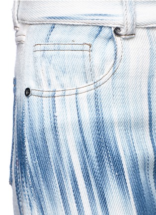 Detail View - Click To Enlarge - FAUSTINE STEINMETZ - Frayed cuff streak effect cropped Merino wool pants