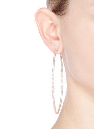 Figure View - Click To Enlarge - CZ BY KENNETH JAY LANE - 'Inside Out' cubic zirconia skinny hoop earrings