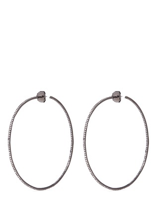 Main View - Click To Enlarge - CZ BY KENNETH JAY LANE - 'Inside Out' cubic zirconia skinny hoop earrings