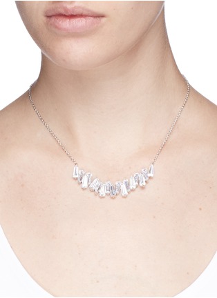 Figure View - Click To Enlarge - CZ BY KENNETH JAY LANE - Baguette cluster bar cubic zirconia pendant necklace