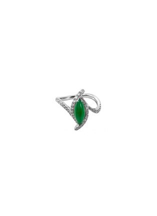 Main View - Click To Enlarge - SAMUEL KUNG - Diamond jadeite 18k white gold wavy ring