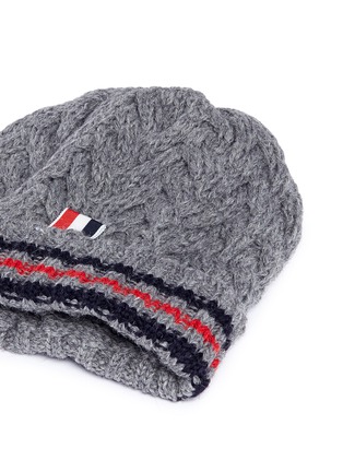 Detail View - Click To Enlarge - THOM BROWNE  - Chevron cable knit beanie