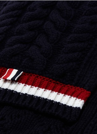 Detail View - Click To Enlarge - THOM BROWNE  - Pocket Aran cable knit scarf