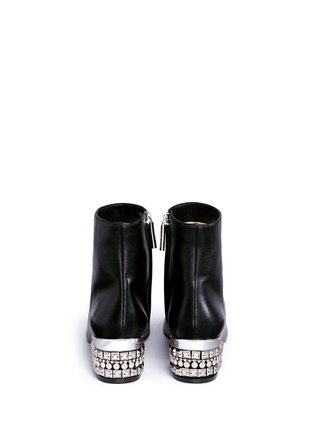 Back View - Click To Enlarge - RODO - Embellished heel leather ankle boots