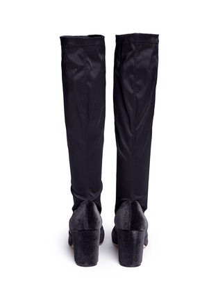 Back View - Click To Enlarge - RODO - Embellished velvet stretch satin knee high sock boots