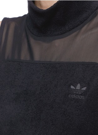 Detail View - Click To Enlarge - ADIDAS - Slogan print mesh panel French terry dress