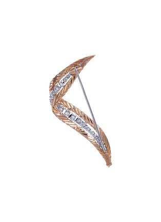 Detail View - Click To Enlarge - BUCCELLATI - 'Orocoll' diamond 18k gold feather brooch