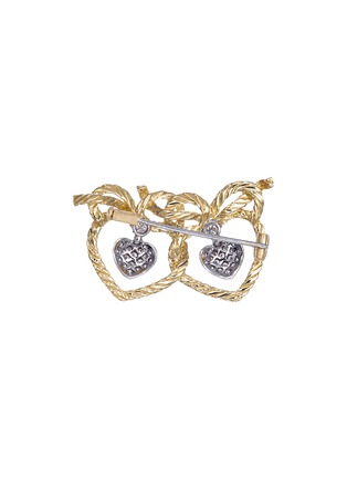 Detail View - Click To Enlarge - BUCCELLATI - 'Orocoll' diamond 18k gold intertwined hearts brooch