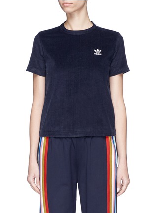 Main View - Click To Enlarge - ADIDAS - Logo embroidered corduroy T-shirt