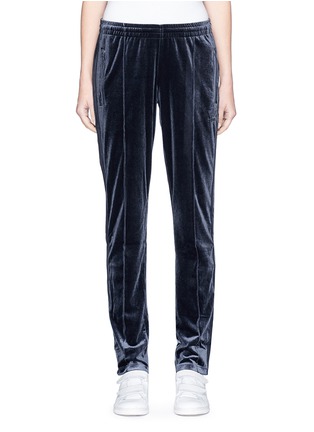 Main View - Click To Enlarge - ADIDAS - 'Fire Bird' 3-Stripes outseam velvet track pants