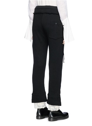 Back View - Click To Enlarge - ANN DEMEULEMEESTER - Floral lace cuff underlay sweatpants