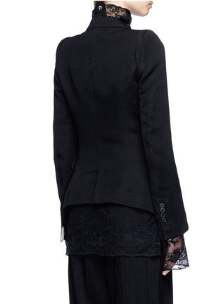 Back View - Click To Enlarge - ANN DEMEULEMEESTER - Contrast velvet sash twill blazer