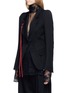 Front View - Click To Enlarge - ANN DEMEULEMEESTER - Contrast velvet sash twill blazer