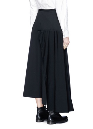 Back View - Click To Enlarge - YOHJI YAMAMOTO - Wrap effect asymmetric long skirt