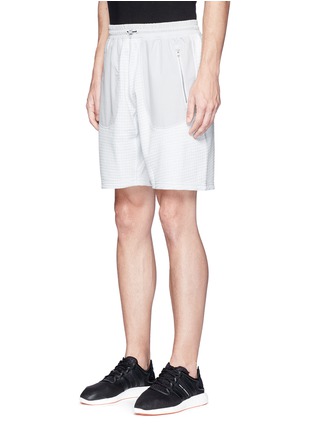 Front View - Click To Enlarge - ADIDAS - x Reigning Champ grid jersey panel sweat shorts