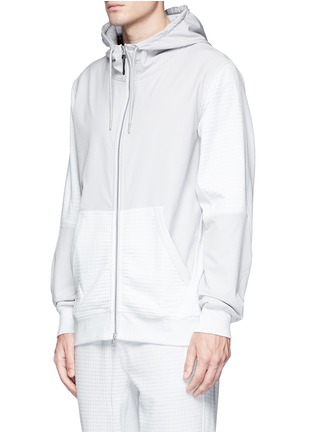 Front View - Click To Enlarge - ADIDAS - x Reigning Champ grid jersey panel zip hoodie