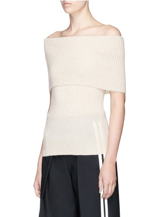Front View - Click To Enlarge - THEORY - 'Aflina' cashmere knit off-shoulder top