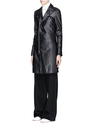 Front View - Click To Enlarge - THEORY - 'Hilvan' lambskin leather long biker jacket