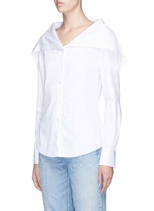 Front View - Click To Enlarge - THEORY - 'Doherty' draped collar pinstripe poplin shirt