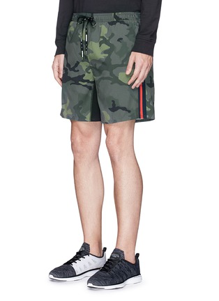 Front View - Click To Enlarge - THE UPSIDE - 'Ultra' stripe outseam camouflage print performance shorts
