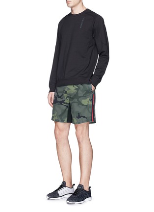 Figure View - Click To Enlarge - THE UPSIDE - 'Ultra' stripe outseam camouflage print performance shorts