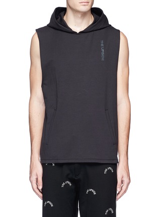 Main View - Click To Enlarge - THE UPSIDE - 'Blackout' logo print sleeveless hoodie