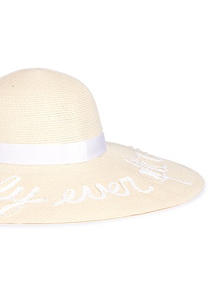 Detail View - Click To Enlarge - EUGENIA KIM - 'Bunny' sequin slogan straw sun hat