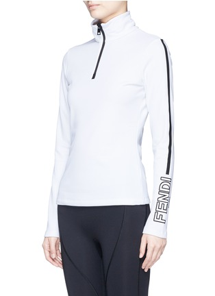 Front View - Click To Enlarge - FENDI SPORT - Logo print turtleneck track top