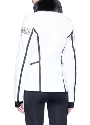 Back View - Click To Enlarge - FENDI SPORT - Mink fur collar contrast taping ski jacket