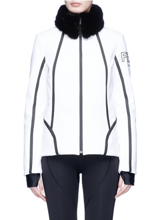 Main View - Click To Enlarge - FENDI SPORT - Mink fur collar contrast taping ski jacket