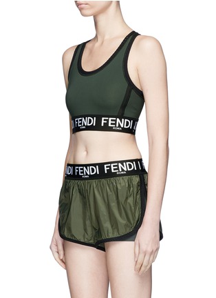 Front View - Click To Enlarge - FENDI SPORT - Logo jacquard sports bra