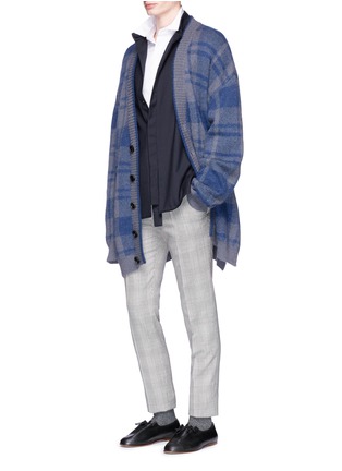 Figure View - Click To Enlarge - WOOYOUNGMI - Check plaid jacquard oversized cardigan