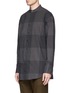 Front View - Click To Enlarge - WOOYOUNGMI - Check plaid wrap effect oversized twill shirt