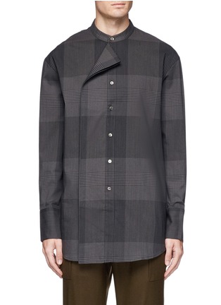 Main View - Click To Enlarge - WOOYOUNGMI - Check plaid wrap effect oversized twill shirt