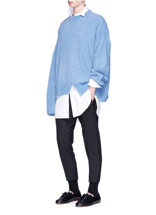 Figure View - Click To Enlarge - WOOYOUNGMI - Asymmetric hem oversized rib knit sweater