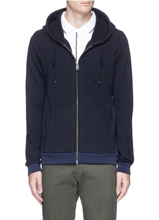 Main View - Click To Enlarge - SCOTCH & SODA - 'Home Alone' rib outseam zip hoodie