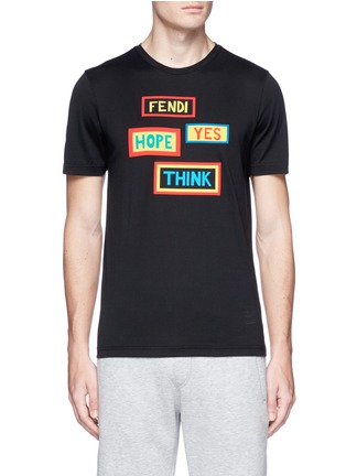 Main View - Click To Enlarge - FENDI SPORT - Slogan patch T-shirt