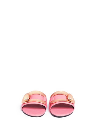 Front View - Click To Enlarge - STELLA LUNA - Turnlock buckle canvas slide sandals
