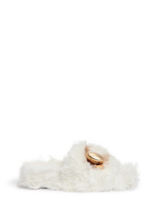 Main View - Click To Enlarge - STELLA LUNA - Turnlock buckle kid fur platform slide sandals