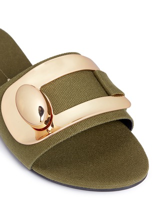 Detail View - Click To Enlarge - STELLA LUNA - Turnlock buckle canvas slide sandals