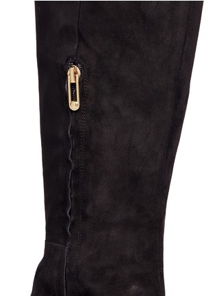 Detail View - Click To Enlarge - STELLA LUNA - Turnlock zip suede thigh high boots