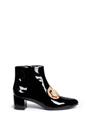 Main View - Click To Enlarge - STELLA LUNA - Turnlock buckle patent leather ankle boots
