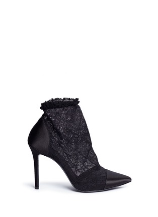 Main View - Click To Enlarge - STELLA LUNA - Lace and satin bootie pumps