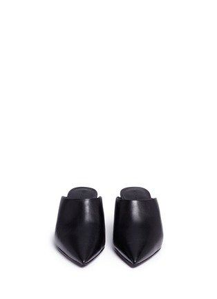 Front View - Click To Enlarge - STELLA LUNA - 'Cigarette' heel leather mules