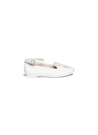Main View - Click To Enlarge - SOPHIA WEBSTER - 'Bibi Butterfly Mini' embroidered leather toddler flats